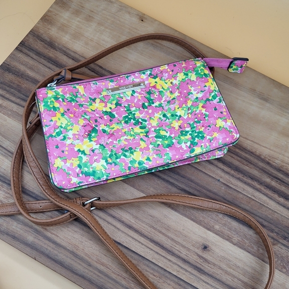 Nine West Pink, Green & Yellow Floral Crossbody Bag with Adjustable Strap - Picture 2 of 8